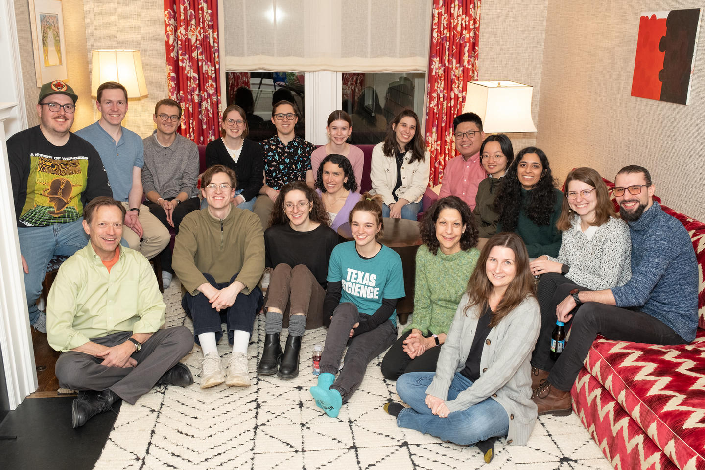 Bassler lab members gathered in a living room